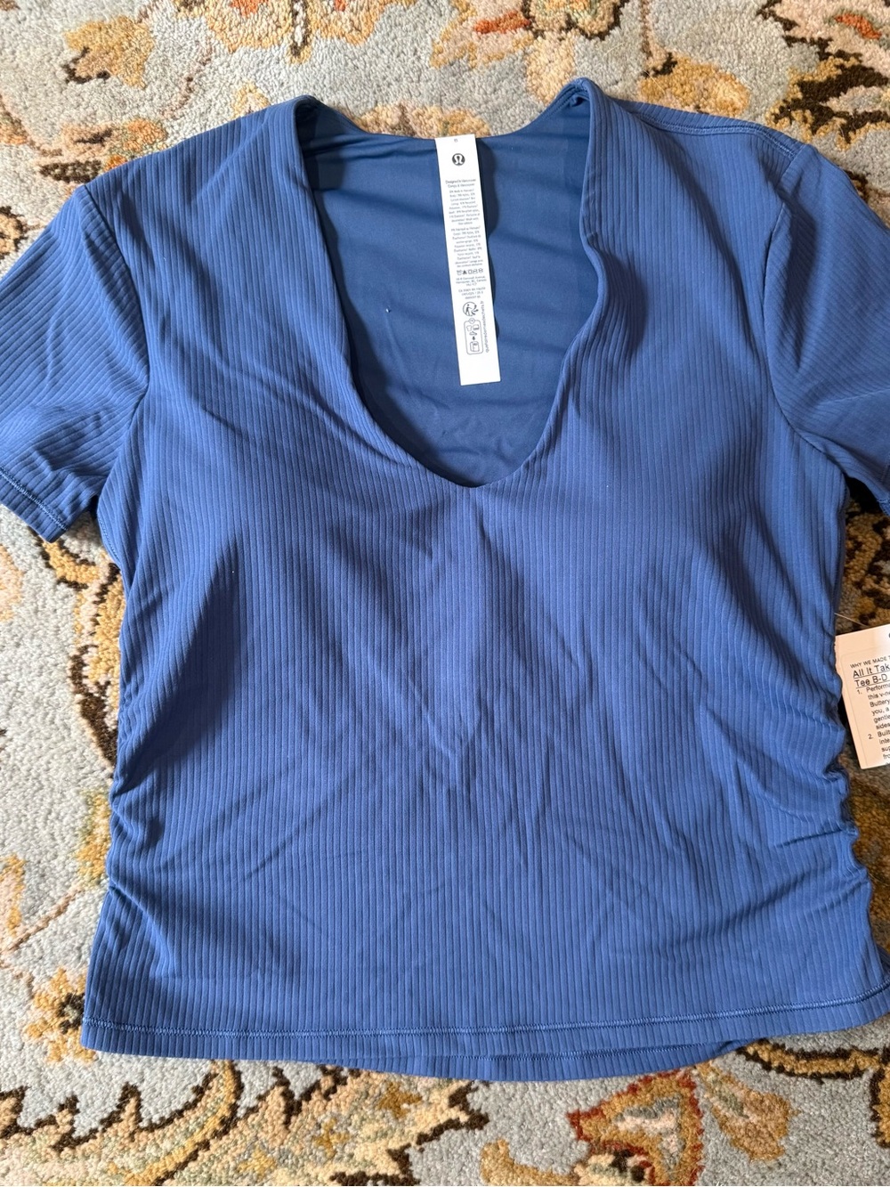 lululemon athletica All It Takes Ribbed V-Neck Short Sleeve Top in Blue